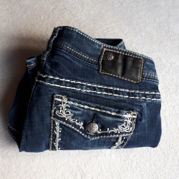 Dark Wash Silver Skinny Jeans - Picture 1 of 7